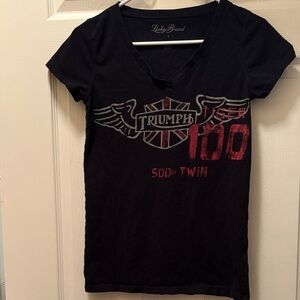 Lucky Brand Black and Red Triumph Tee